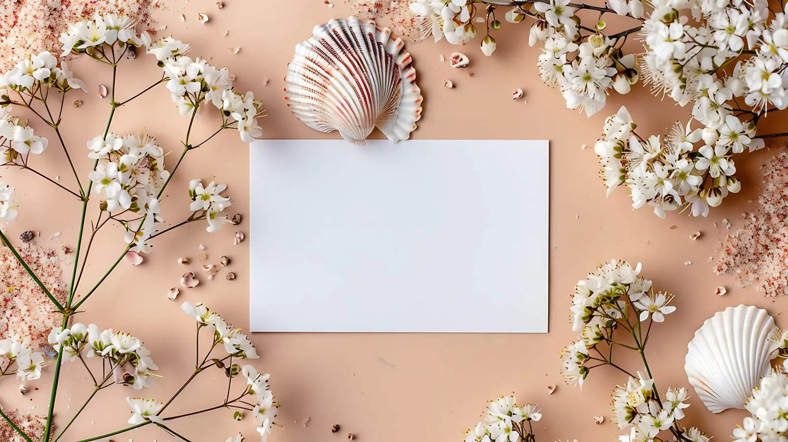 Blank Card with Mockup and Seashell Decoration — free download from Dotvec