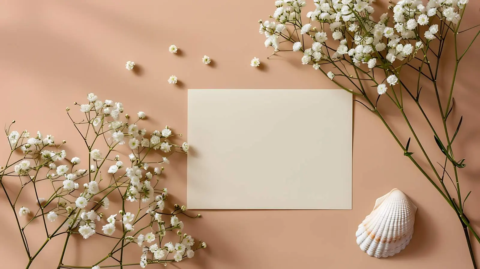 Blank Paper Sheet with Seashell Mockup – free beach image from Dotvec