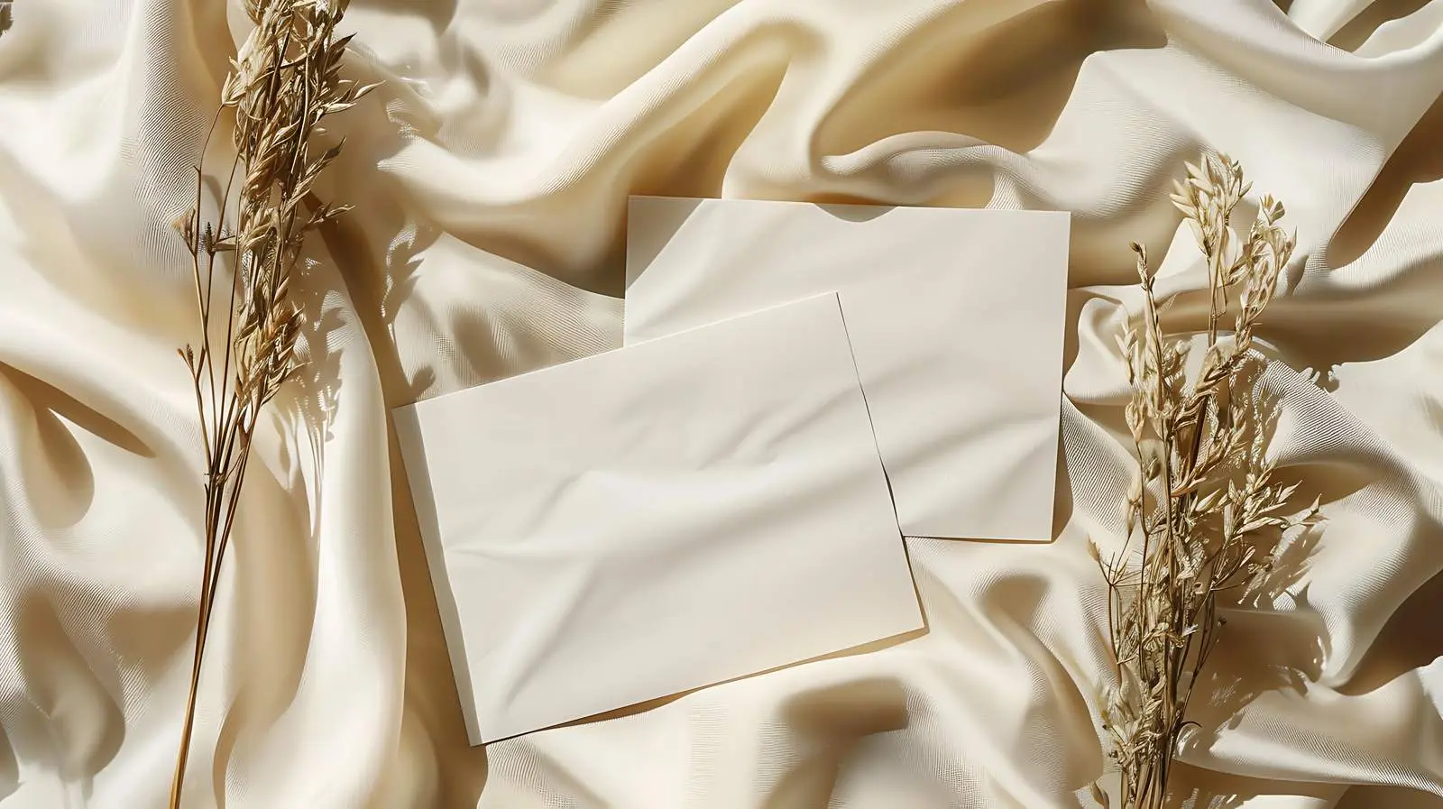 Blank Paper Sheet Cards with Dried Grass — free download from Dotvec