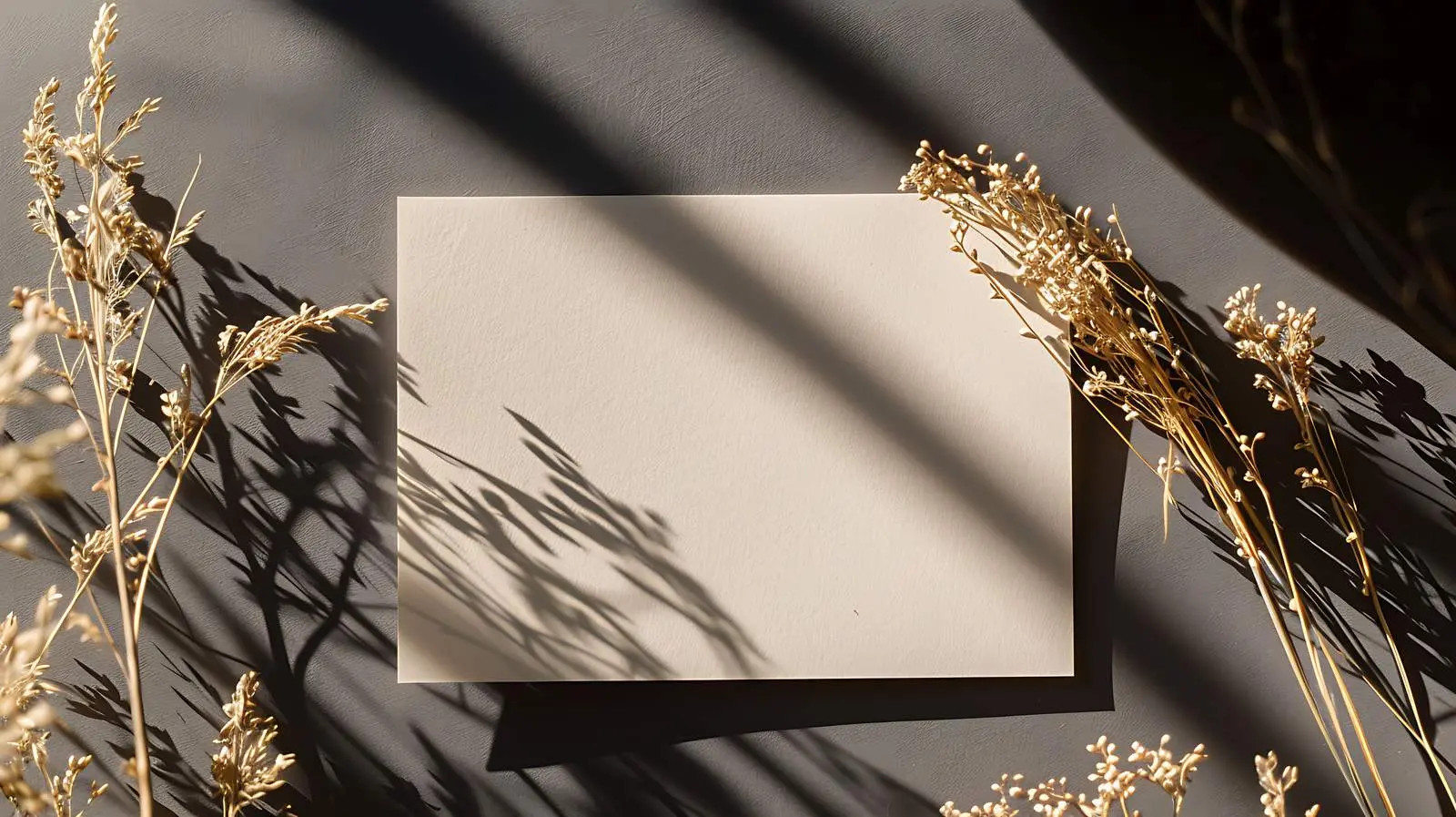 Blank Paper Cards with Dried Grass Mockup – free branding mockup image from Dotvec