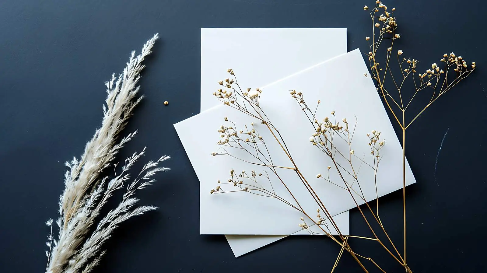 Blank Paper Sheet Cards with Dried Grass Background — free download from Dotvec