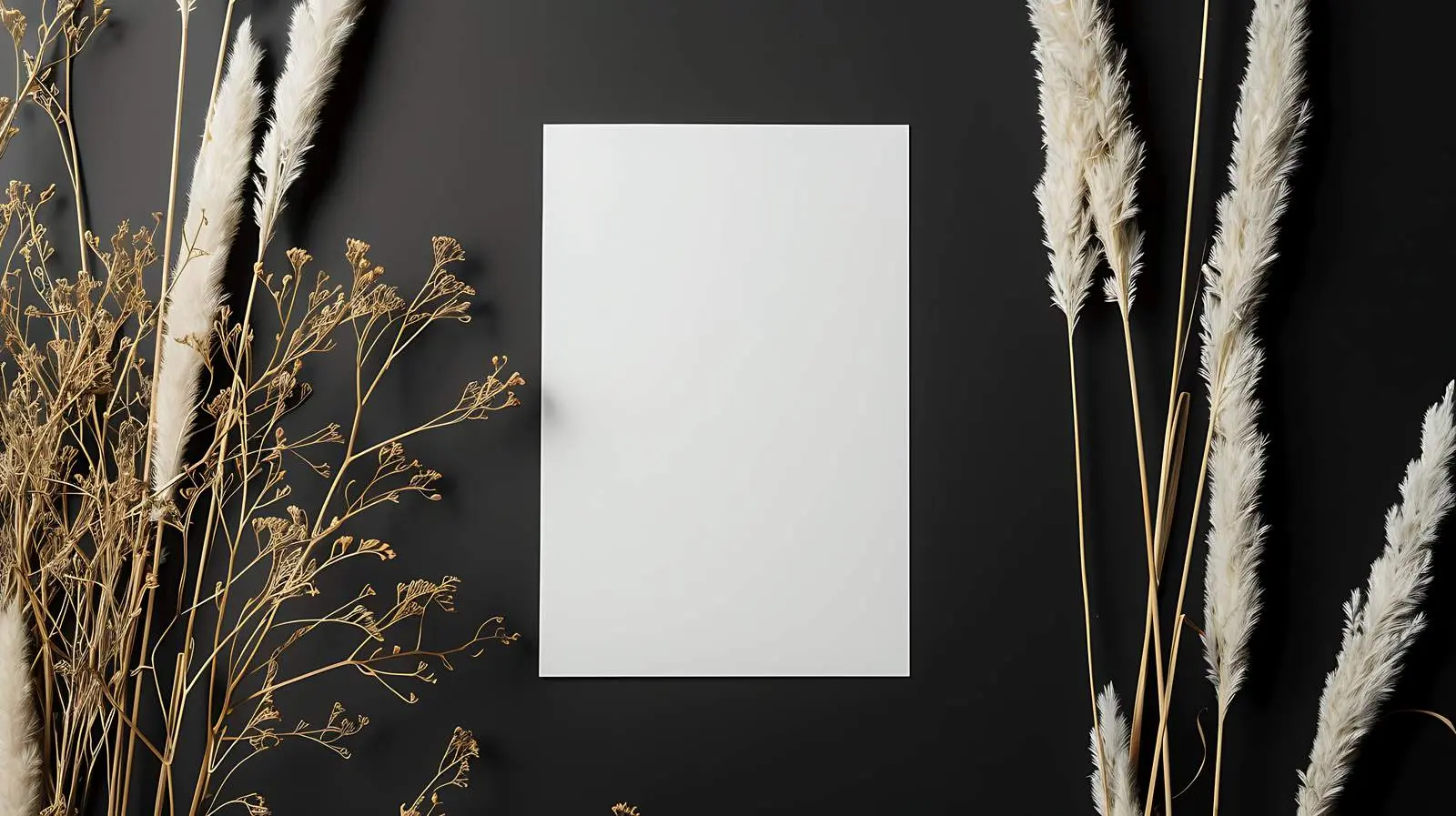 Blank Paper Sheet Cards with Dried Grass Mockup — free download from Dotvec
