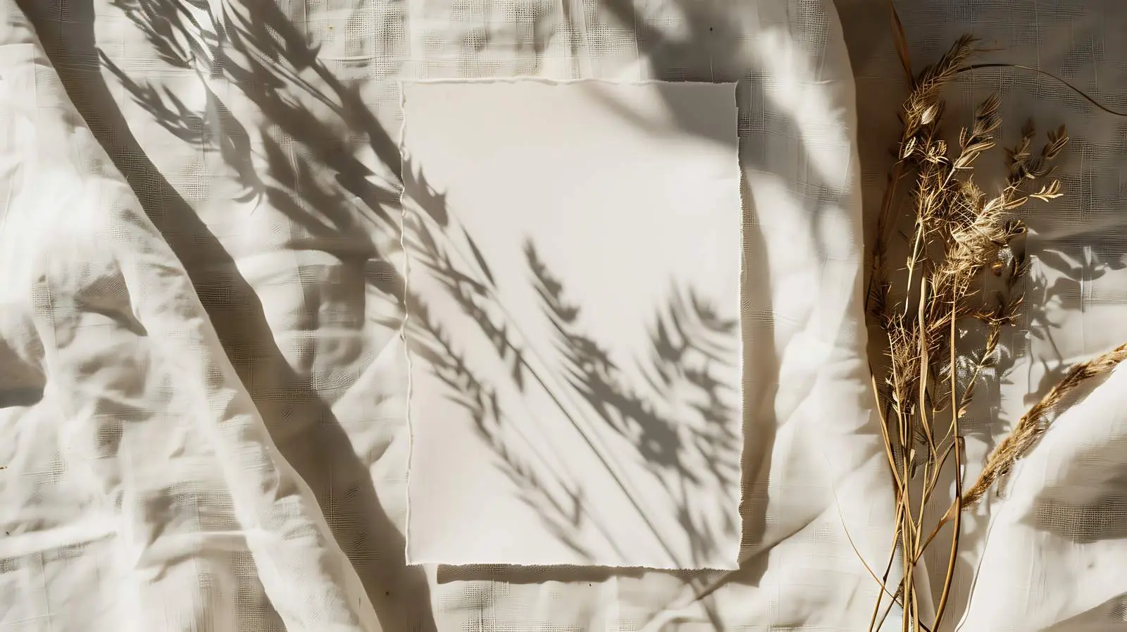 Blank Paper Sheet Cards with Dried Grass Mockup — free download from Dotvec