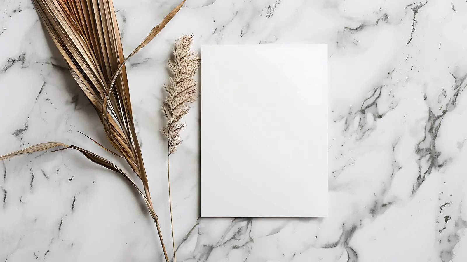 Blank Paper Sheet Cards with Dried Palm Leaf — free download from Dotvec