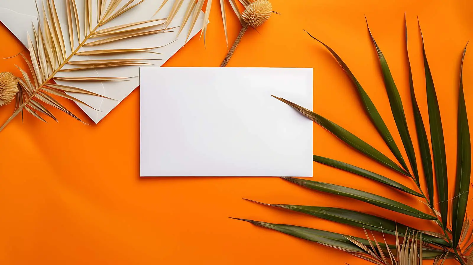 Blank Paper Sheet Cards with Dried Palm Leaf — free download from Dotvec
