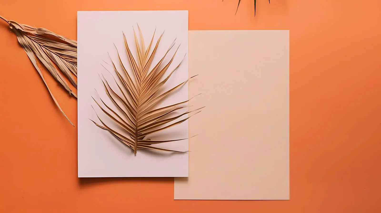 Blank Card Mockup with Dried Palm Leaf — free download from Dotvec