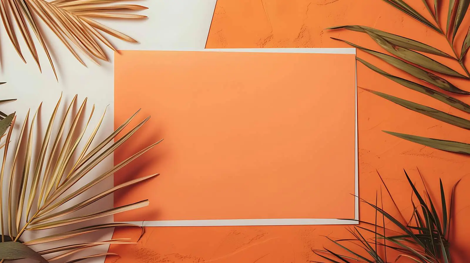 Blank Paper Sheet Card Mockup with Dried Palm Leaf — free download from Dotvec