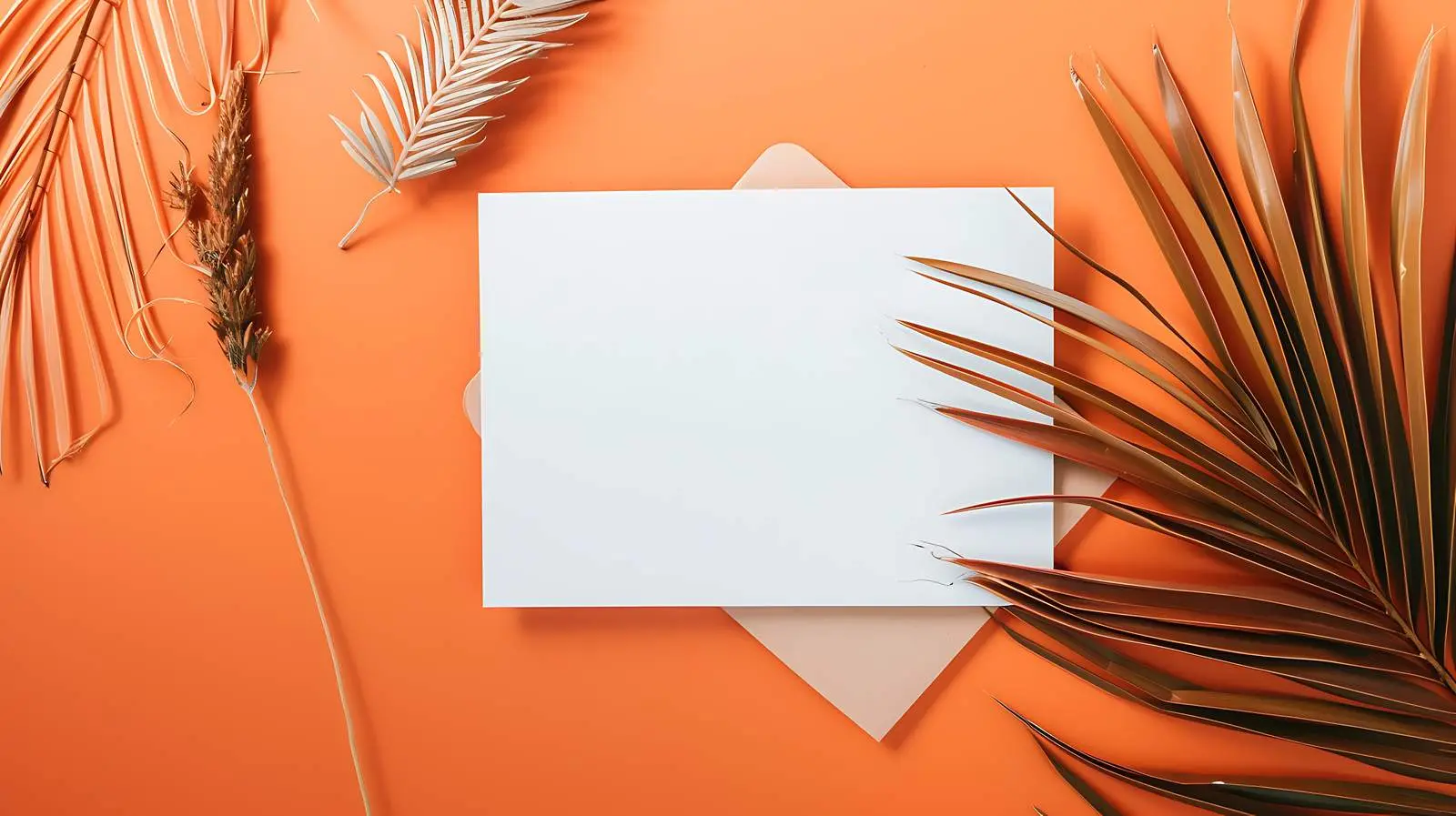 Blank Paper Sheet Mockup with Dried Palm Leaves — free download from Dotvec