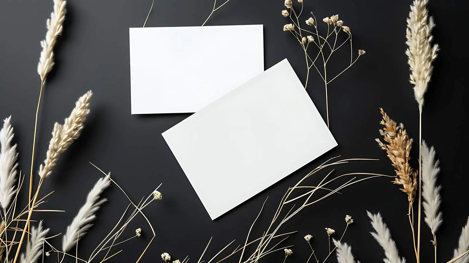 Blank Paper Cards with Mockup and Grass Stem — free download from Dotvec