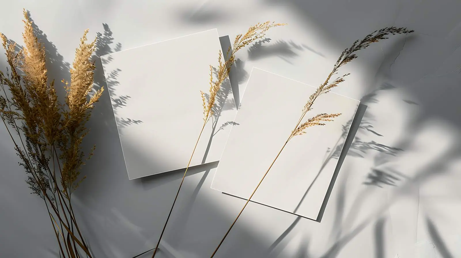 Blank Paper Sheet Cards with Dry Grass Stem — free download from Dotvec