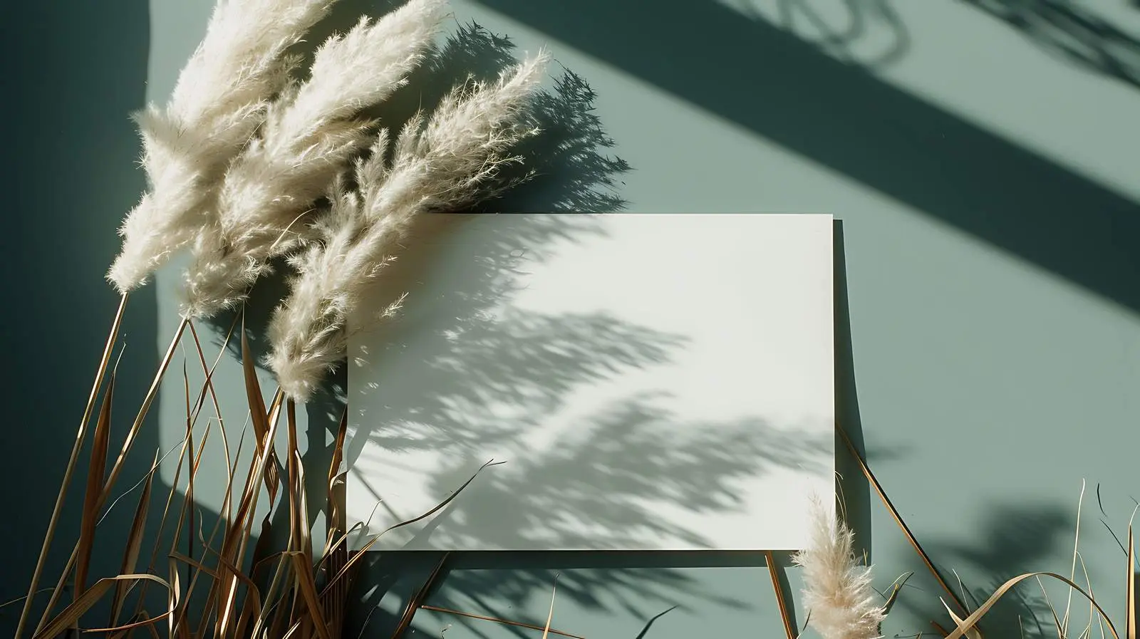Blank Paper Cards with Pampas Grass Mockup — free download from Dotvec
