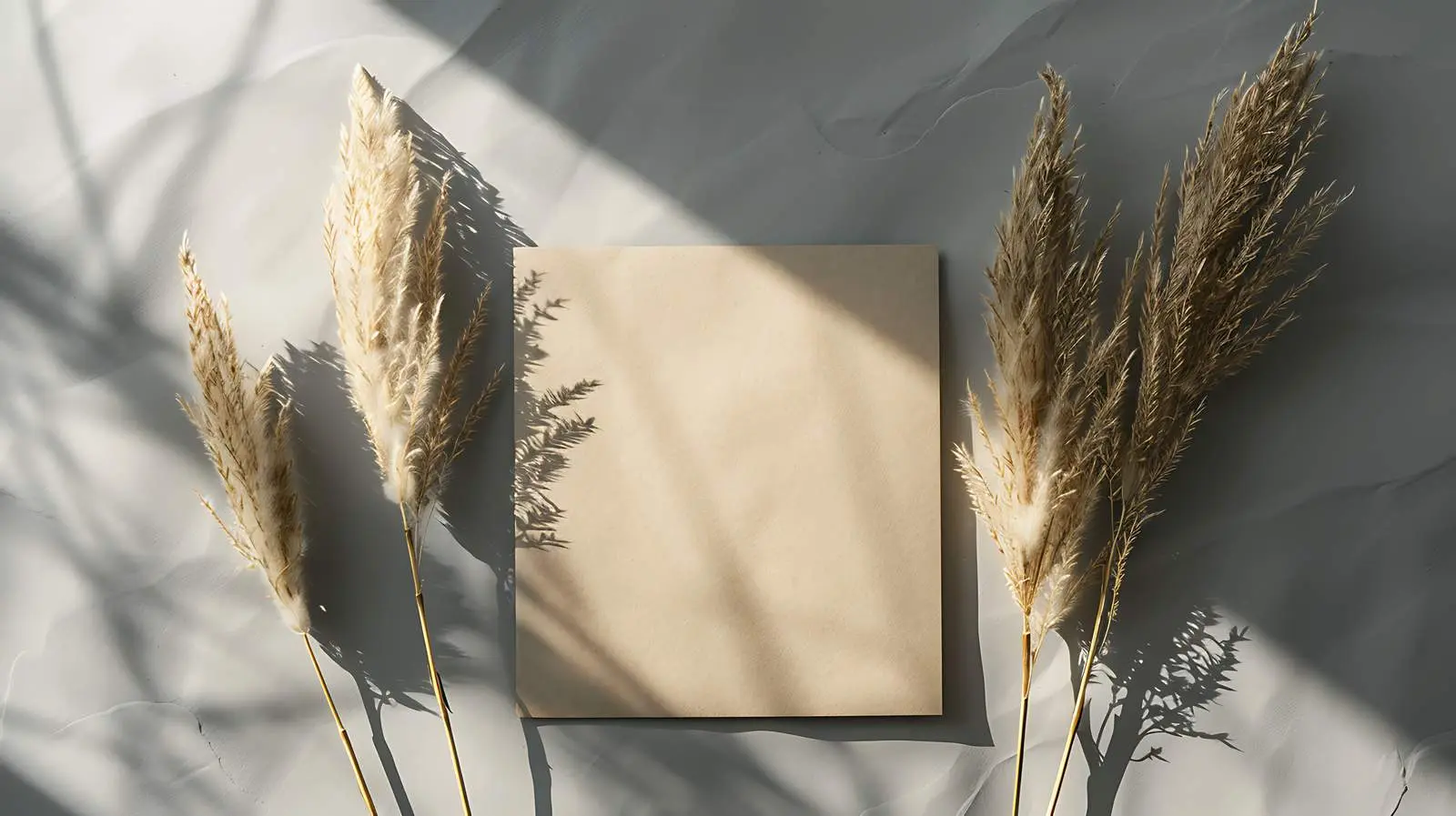 Blank Card Mockup with Pampas Grass — free download from Dotvec