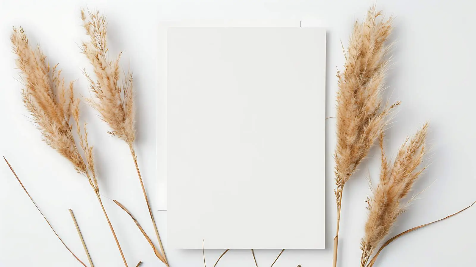 Blank Paper Sheet with Pampas Grass Mockup – free calm aesthetic image from Dotvec