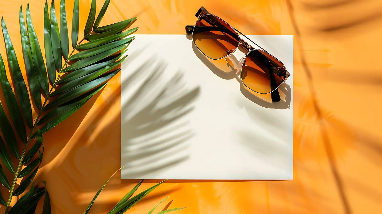Blank Paper Mockup with Glasses and Sunlight – free kiss image from Dotvec
