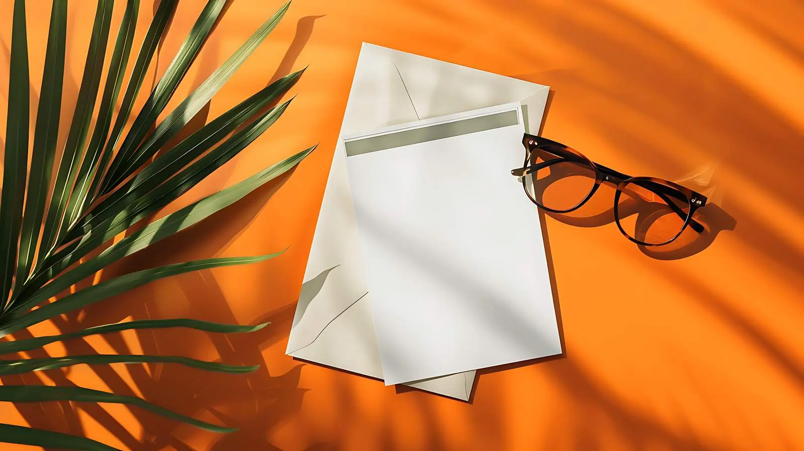 Blank Paper Sheet Cards with Sunlight and Glasses — free download from Dotvec