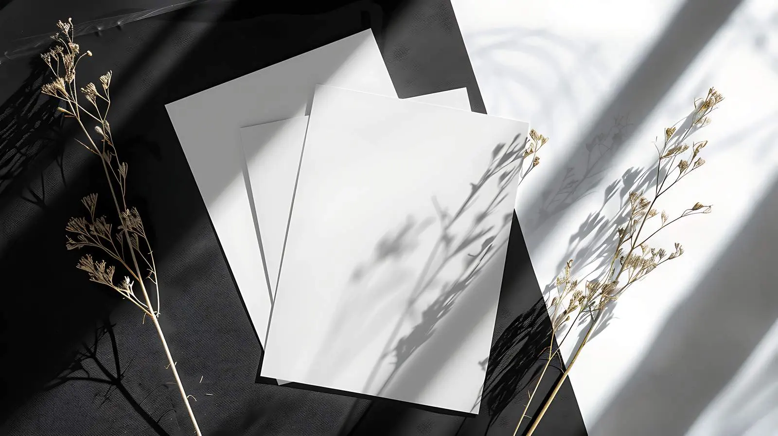 Blank Paper Sheet Cards Mockup on Black Background – free vector image from Dotvec