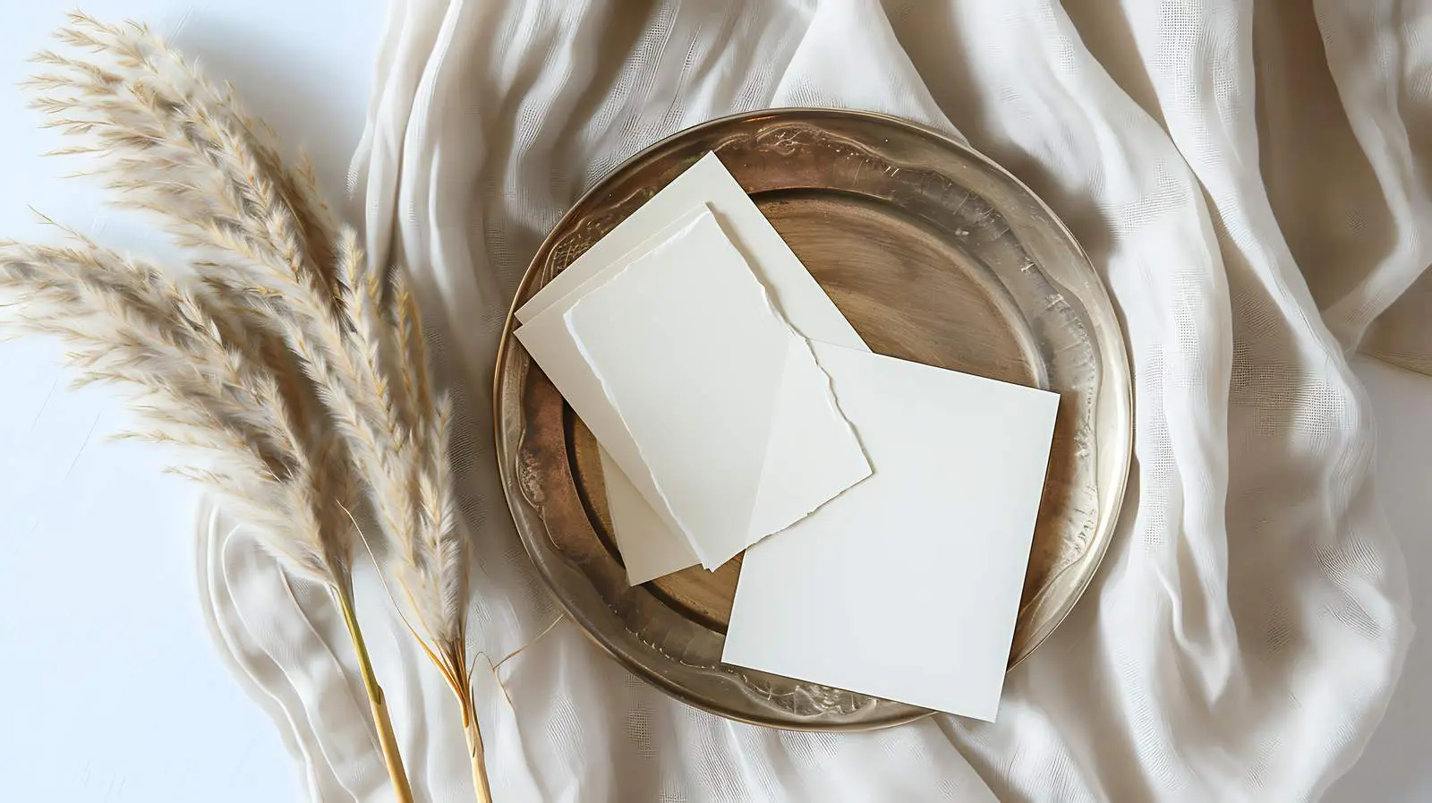 Blank Paper Cards Mockup on Brass Plate — free download from Dotvec