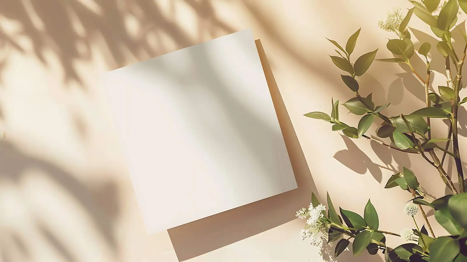 Blank Paper Sheet Mockup on Beige Background – free digital mockup image from Dotvec