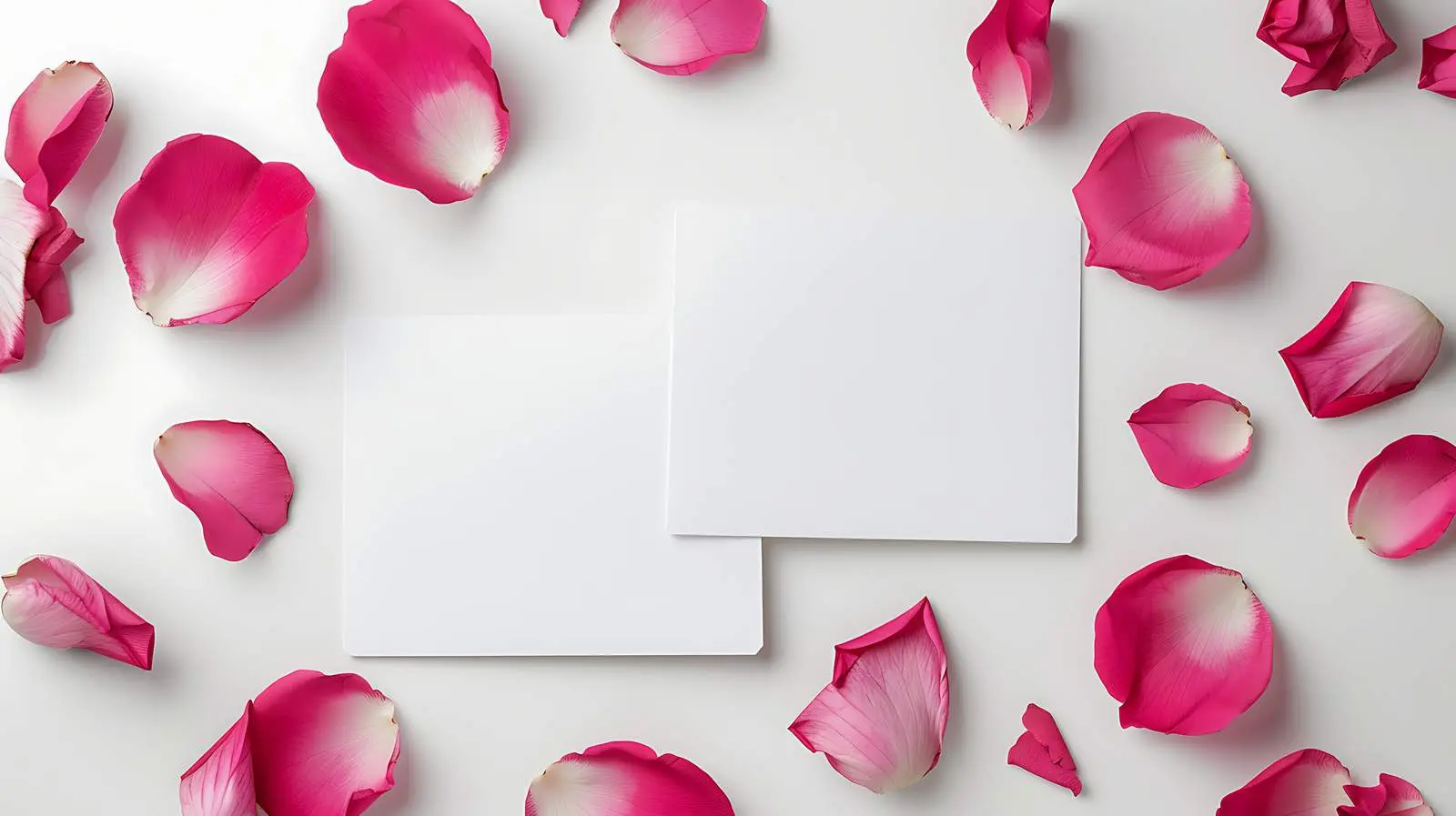 Blank Cards with Pink Rose Mockup — free download from Dotvec