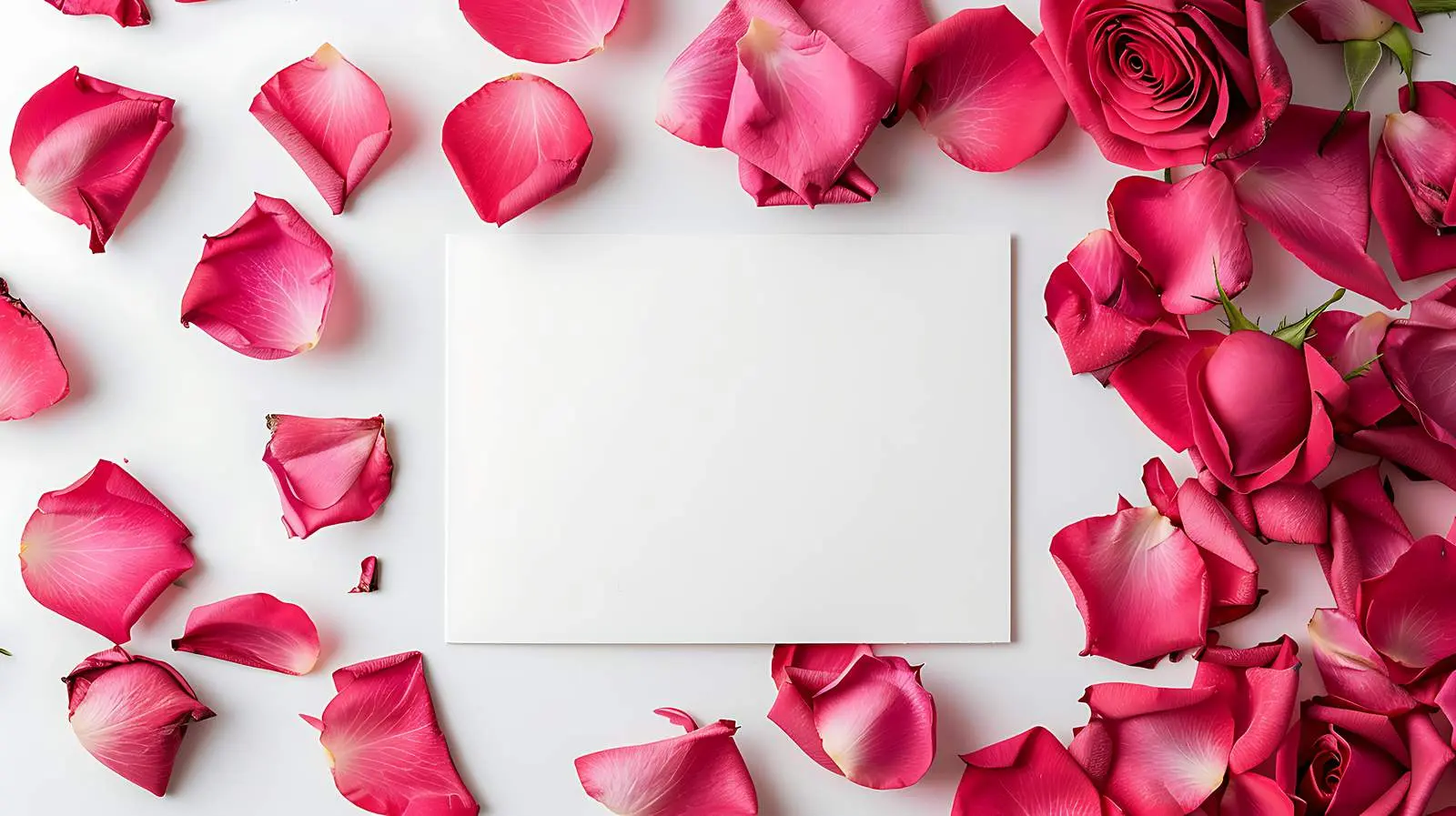 Blank Paper Sheet Mockup with Pink Rose – free visual mockup image from Dotvec