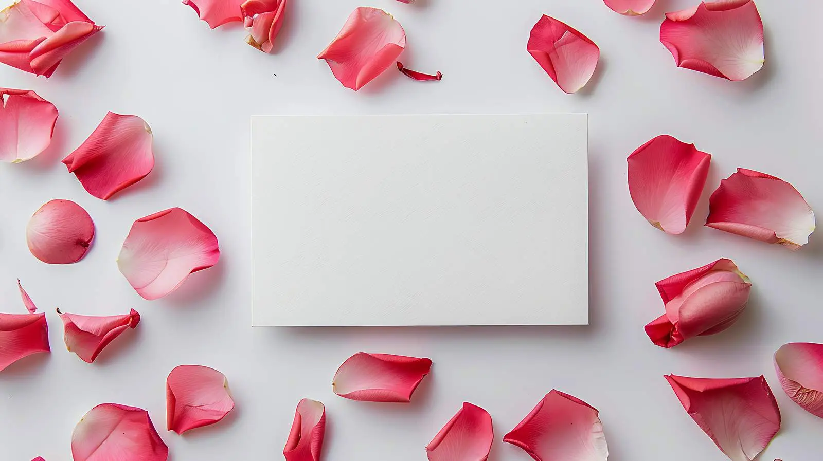 Blank Paper Sheet Cards with Pink Rose Mockup – free blank card image from Dotvec