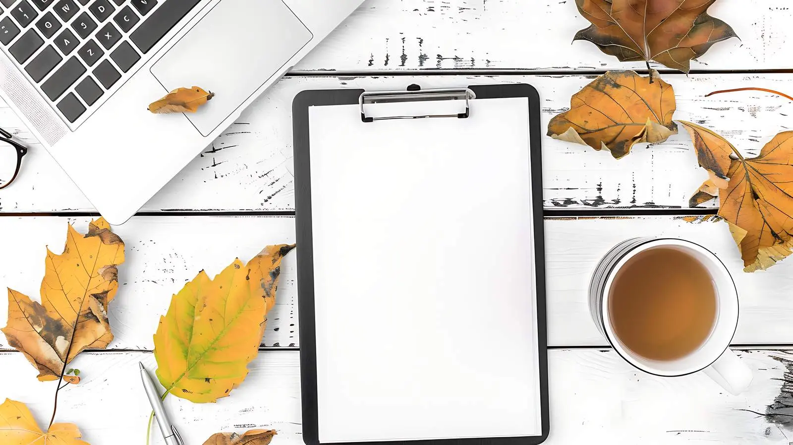 Blank Paper Sheet on Clipboard with Laptop — free download from Dotvec