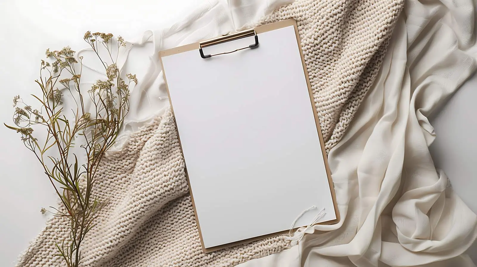 Blank Paper Sheet on Clipboard with Floral Design – free note taking image from Dotvec