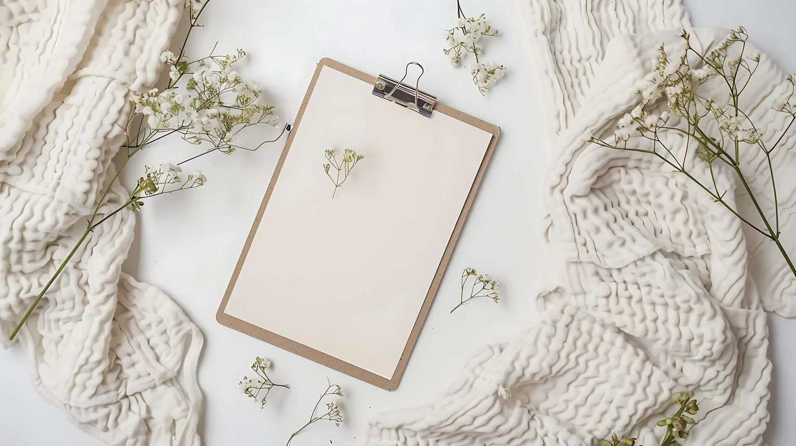 Blank Paper Sheet on Clipboard with Flower – free note taking image from Dotvec