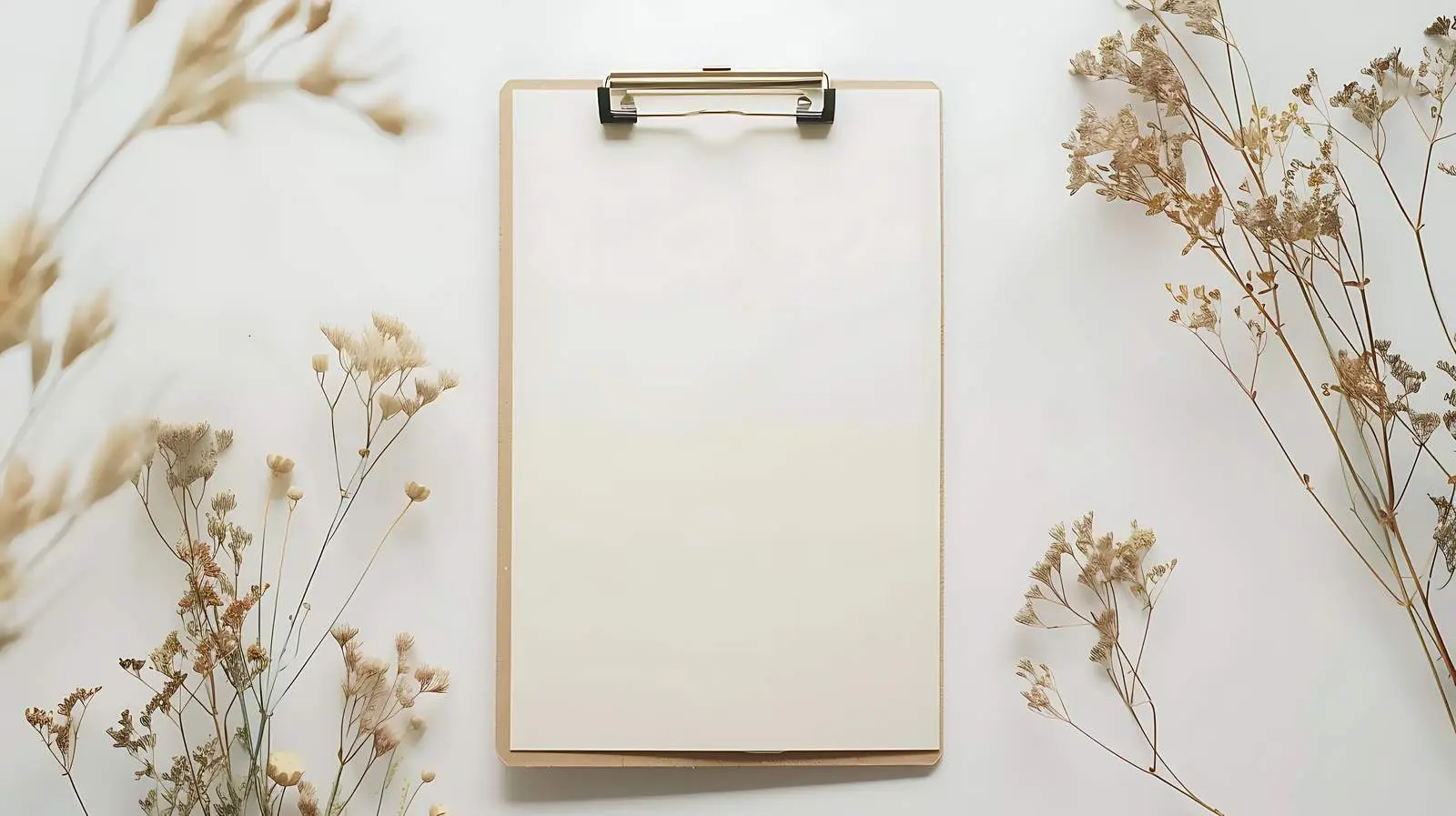 Blank Paper Sheet on Clipboard with Floral Mockup – free older image from Dotvec