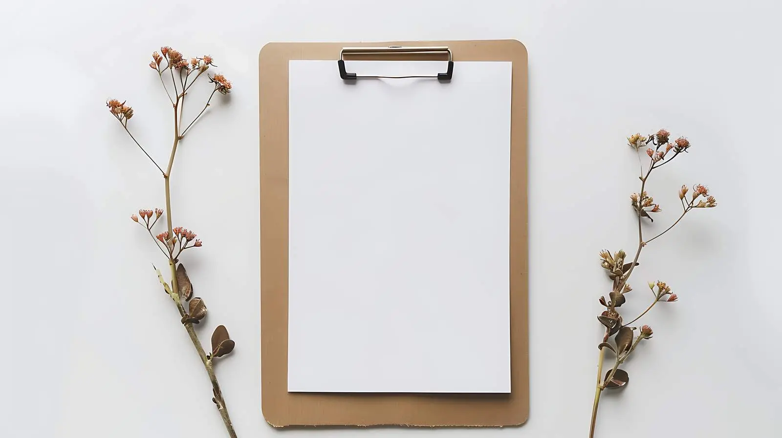 Blank Paper Sheet with Flower Mockup — free download from Dotvec