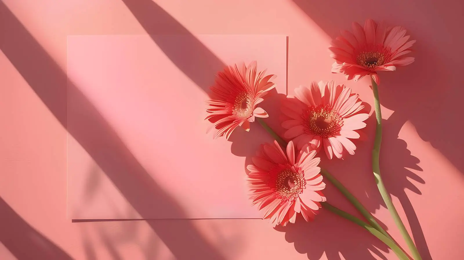 Pink Gerber Flowers on Blank Paper Background — free download from Dotvec