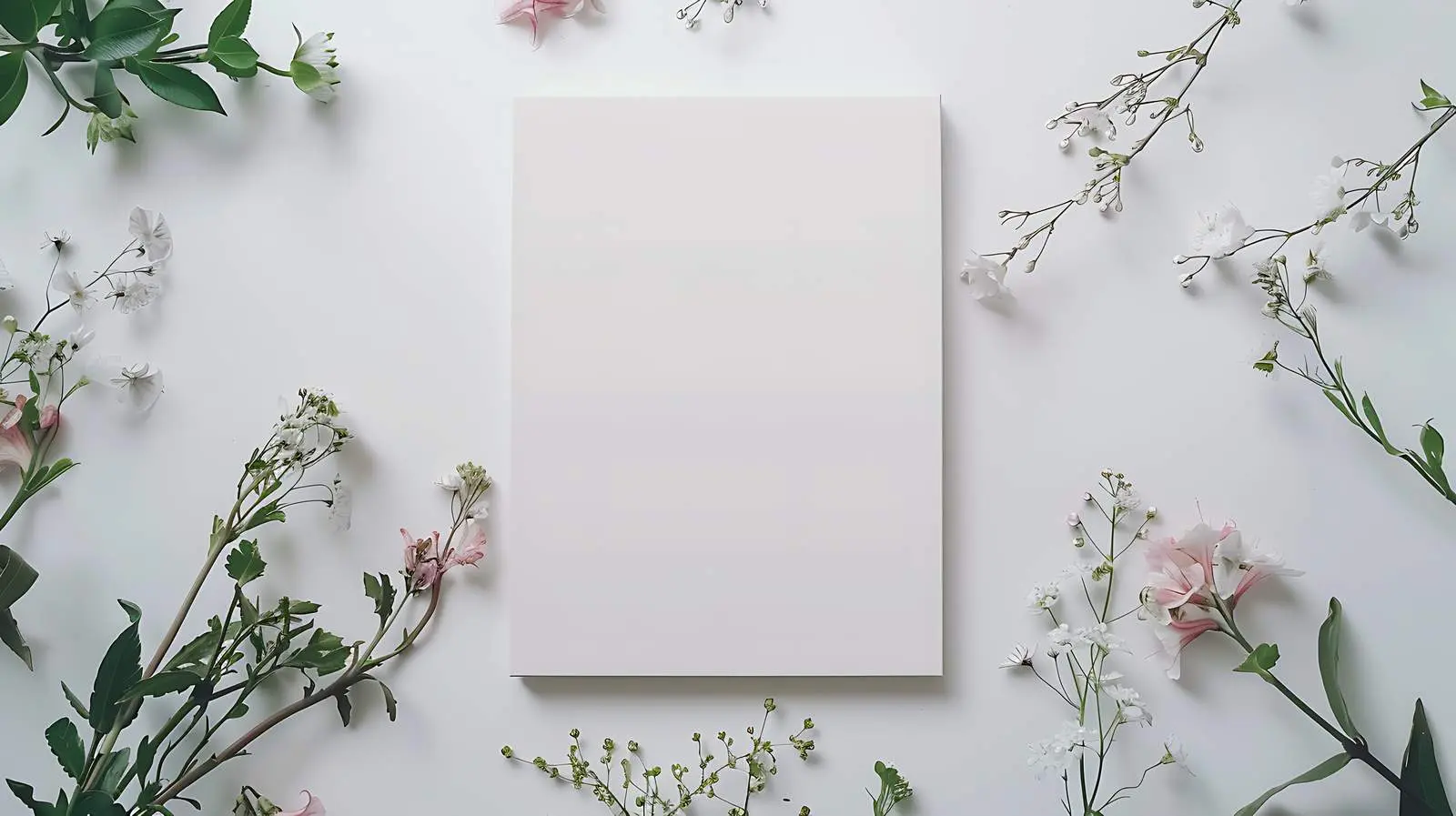 Blank Paper Sheet Mockup with Flower Decoration – free photography background image from Dotvec