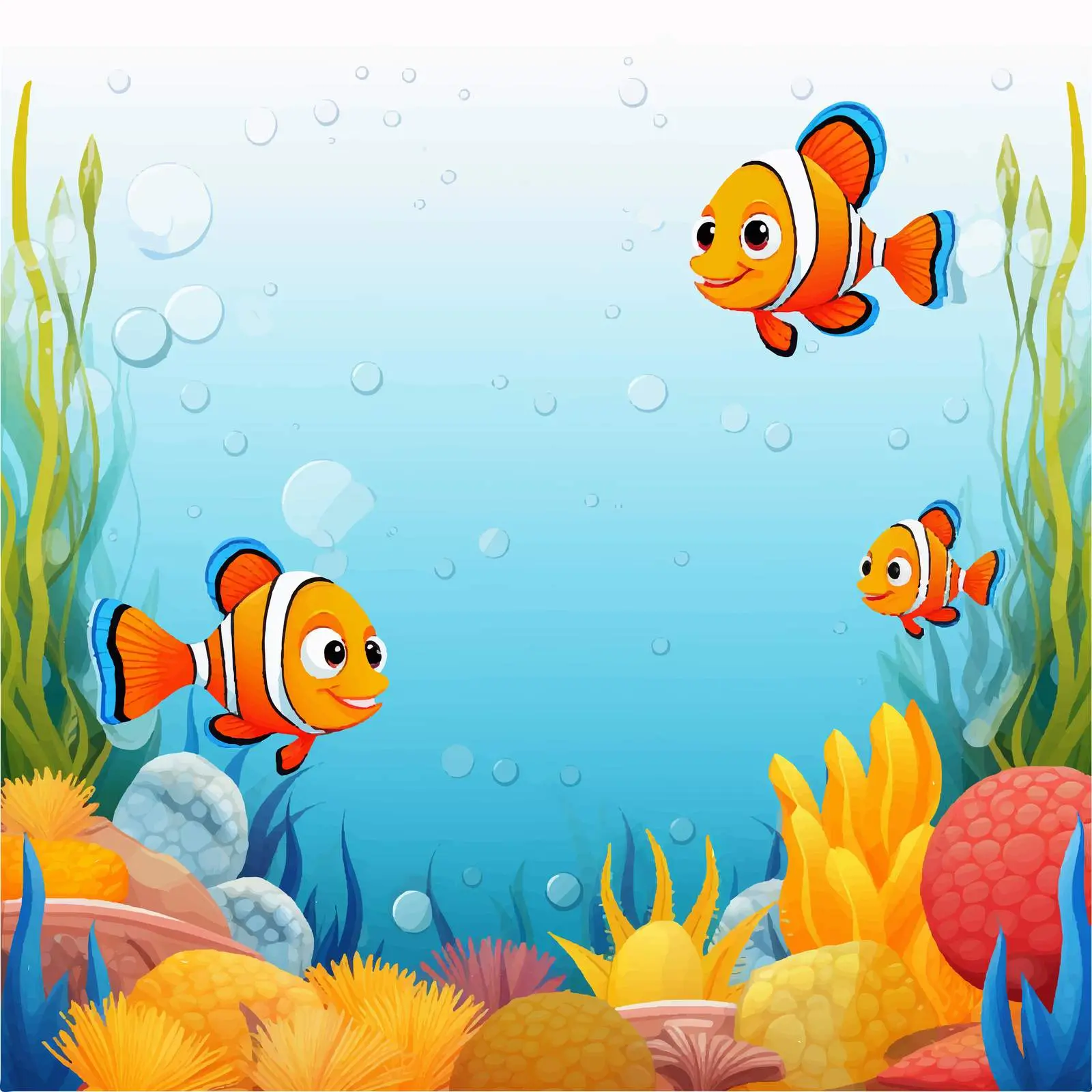 Exotic Fishes Cartoon Character Blank Template — free download from Dotvec