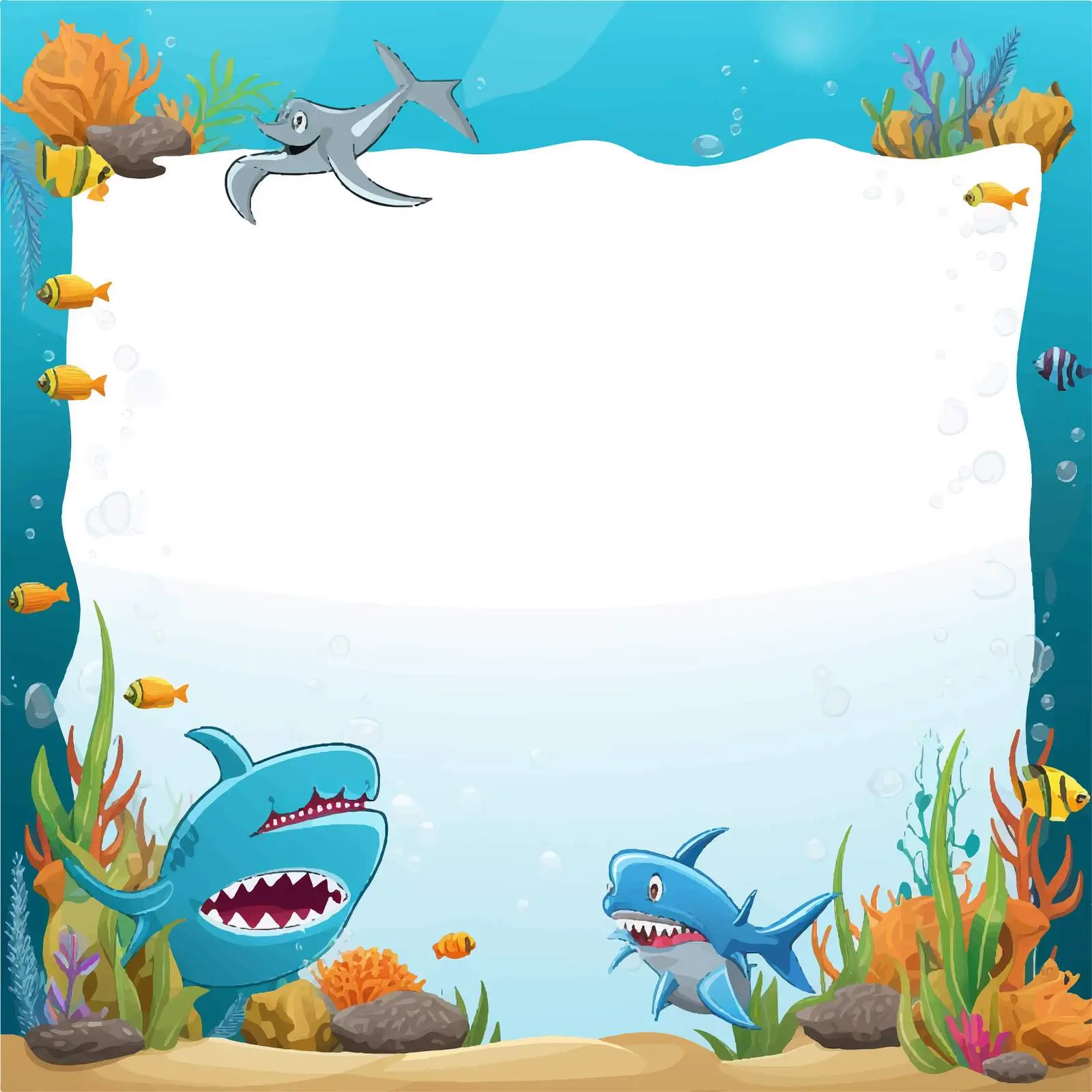Cartoon Shark Vector Template on Blank Paper — free download from Dotvec