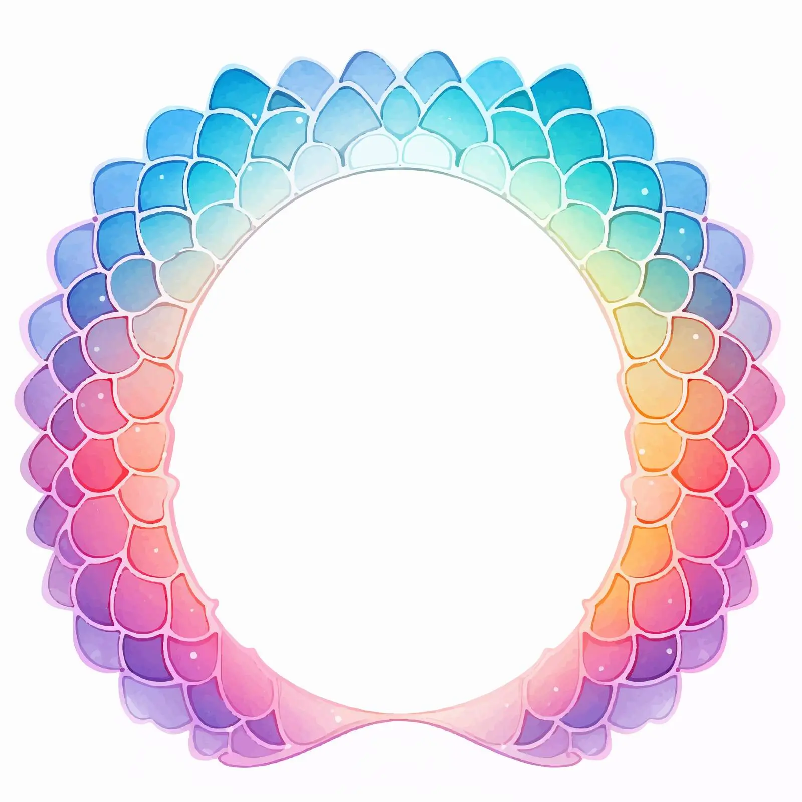 Pastel Rainbow Fish Scales Frame Template — free download from Dotvec