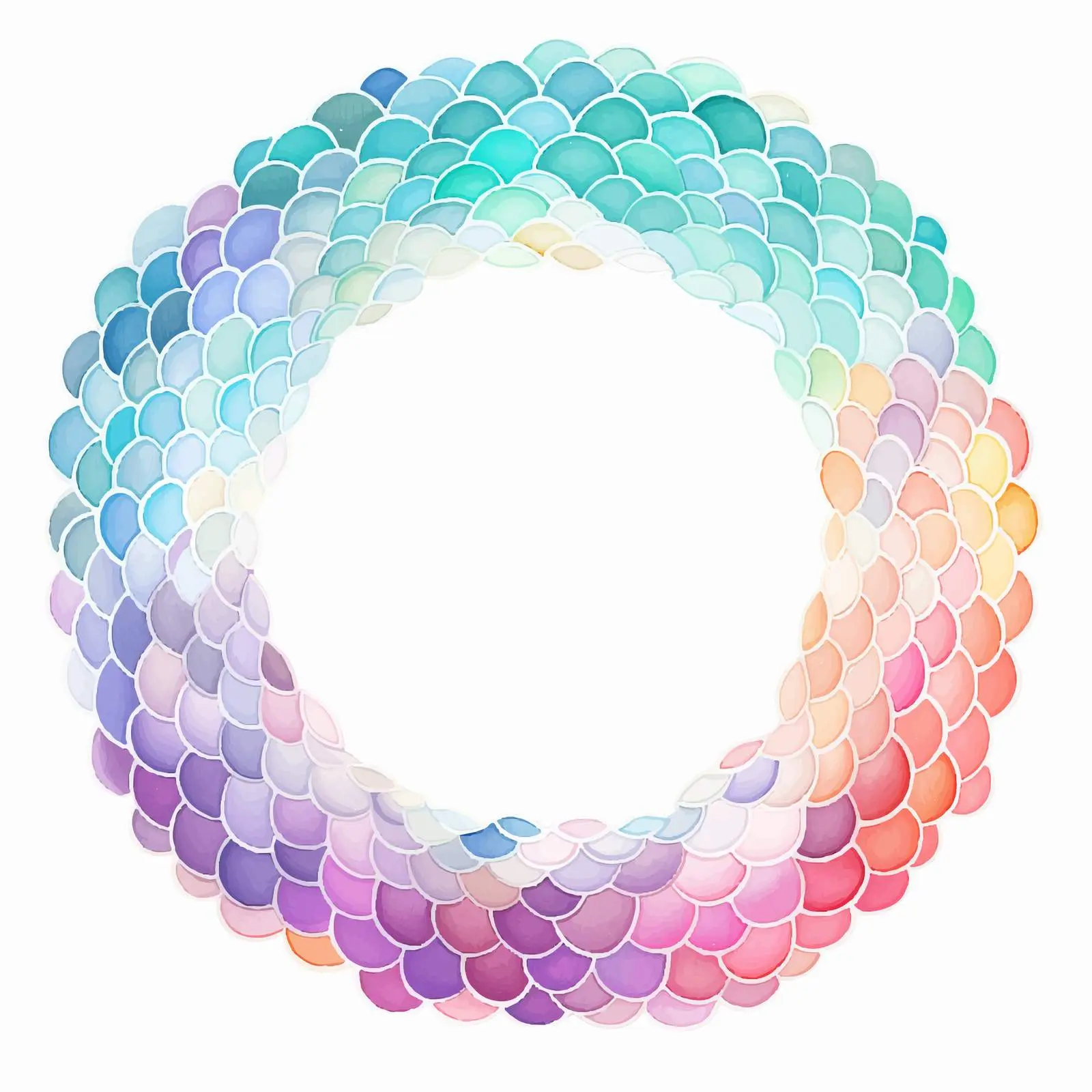 Pastel Rainbow Fish Scales Frame Illustration — free download from Dotvec
