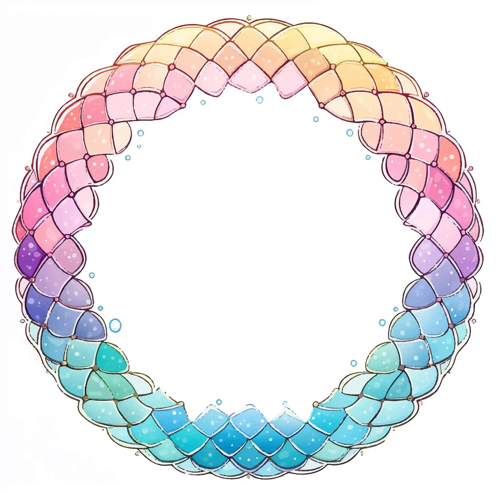 Pastel Rainbow Fish Scales Frame Template — free download from Dotvec