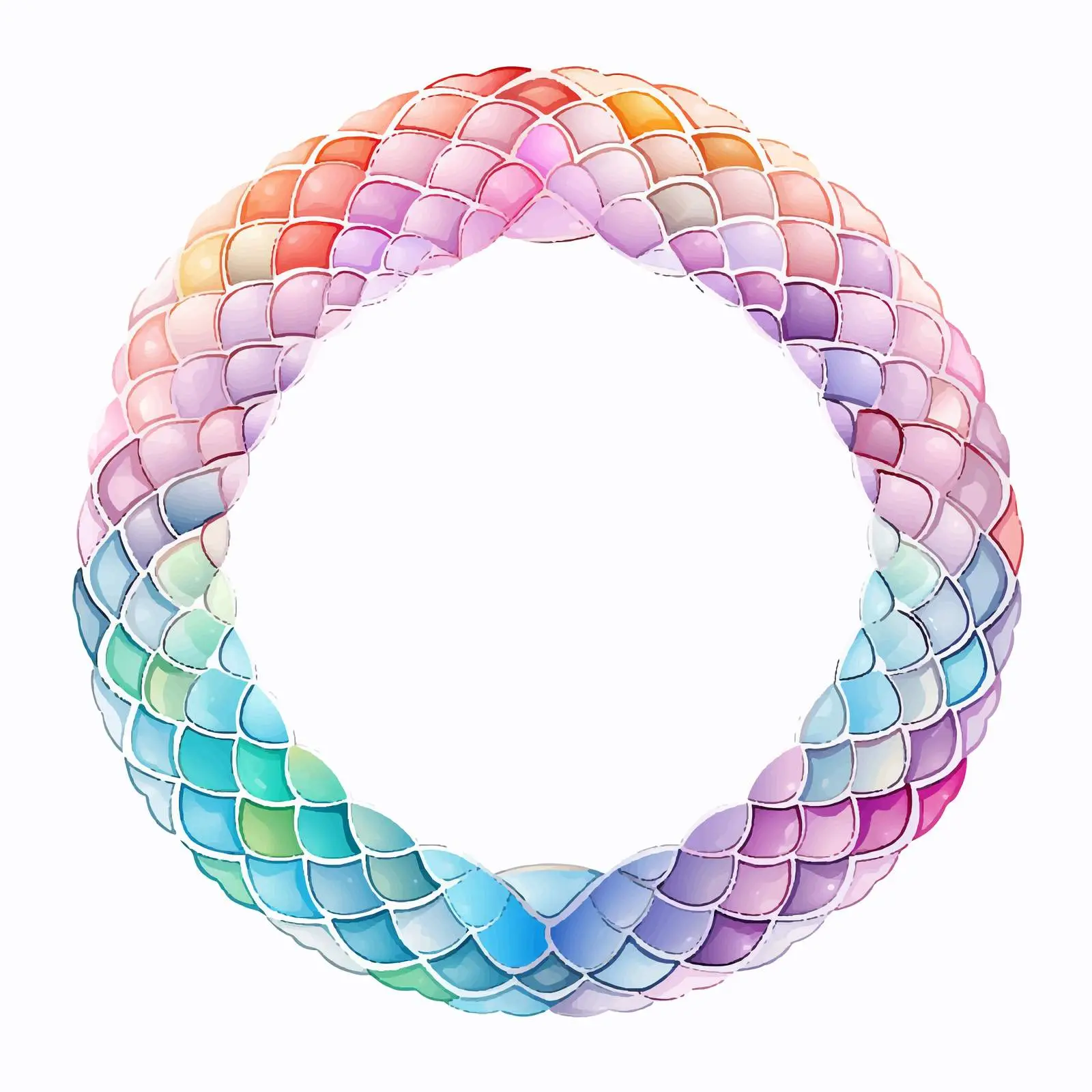 Pastel Rainbow Fish Scales Frame Template — free download from Dotvec