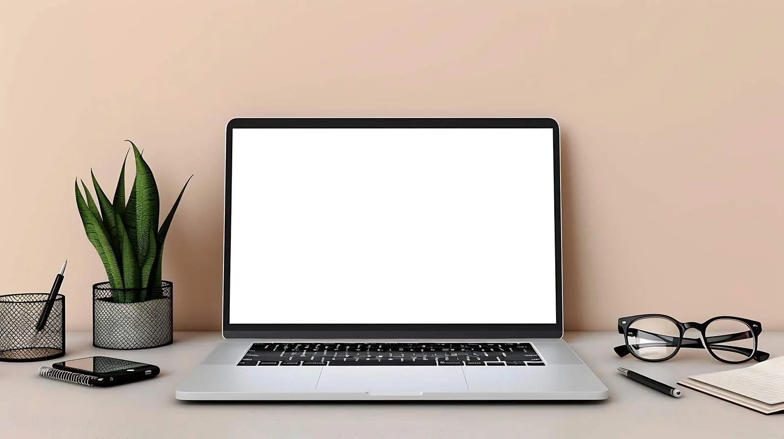 Minimalist Home Office Desk with Laptop — free download from Dotvec