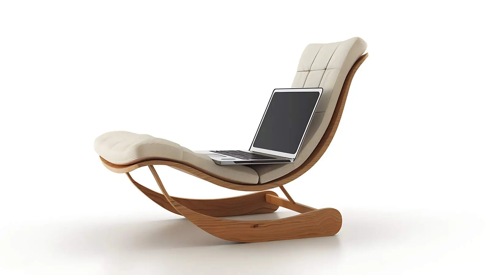 Blank Screen Laptop on Cozy Ginger Chair — free download from Dotvec