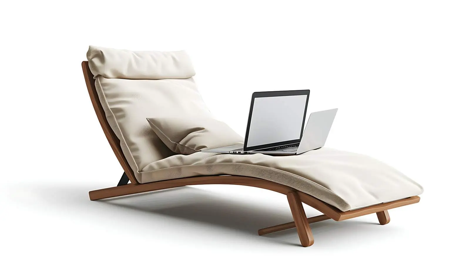 Blank Laptop Screen on Cozy Lounge Chair — free download from Dotvec