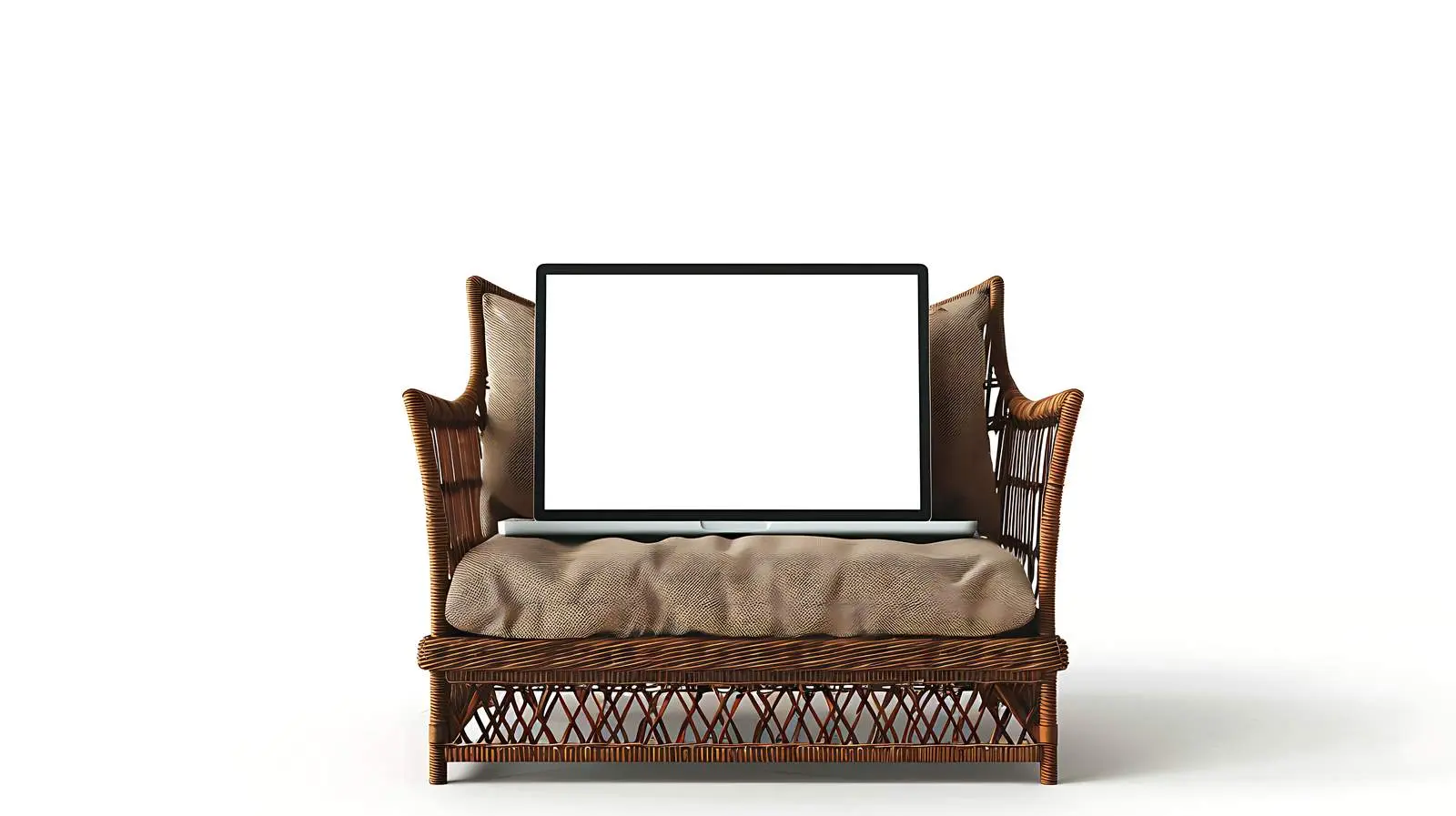 Comfortable Lounge Chair with Blank Laptop Screen – free habitat image from Dotvec