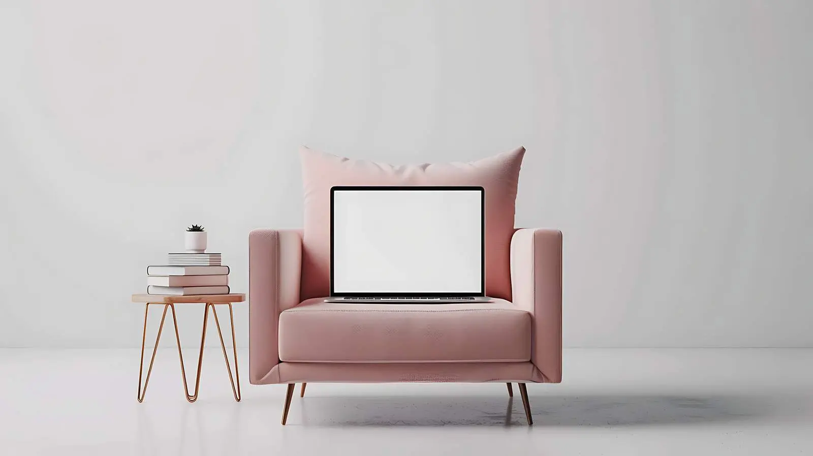 Blank Laptop on Peach Lounge Chair — free download from Dotvec