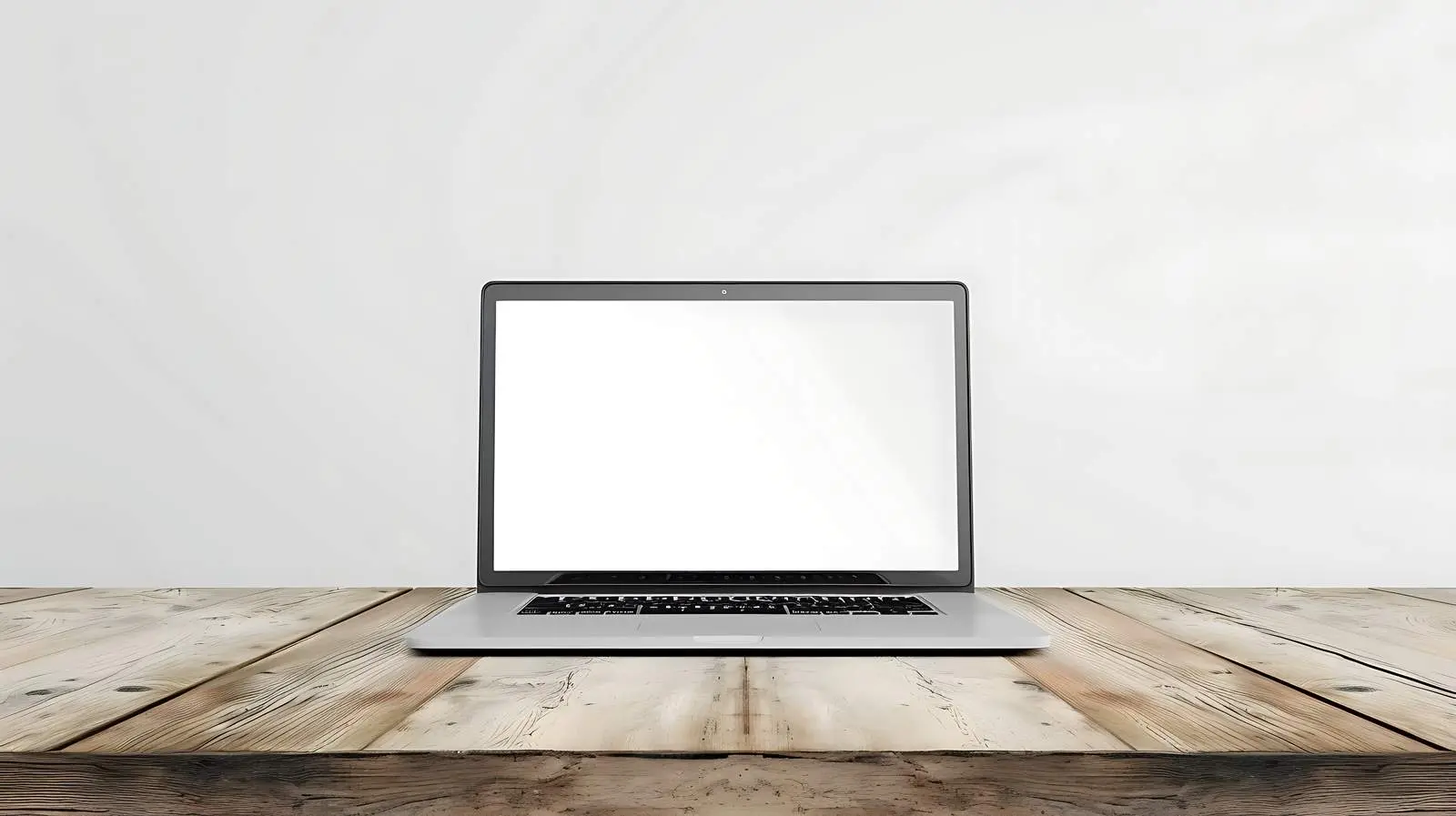 Blank Laptop Screen on Wooden Home Office Desk — free download from Dotvec