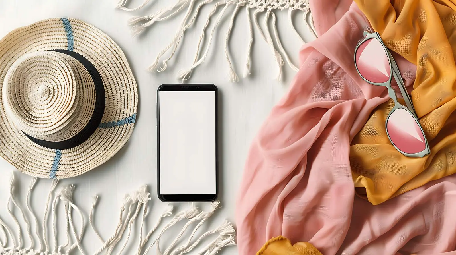 Minimalist Flat Lay of Blank Mobile Phone Screen — free download from Dotvec