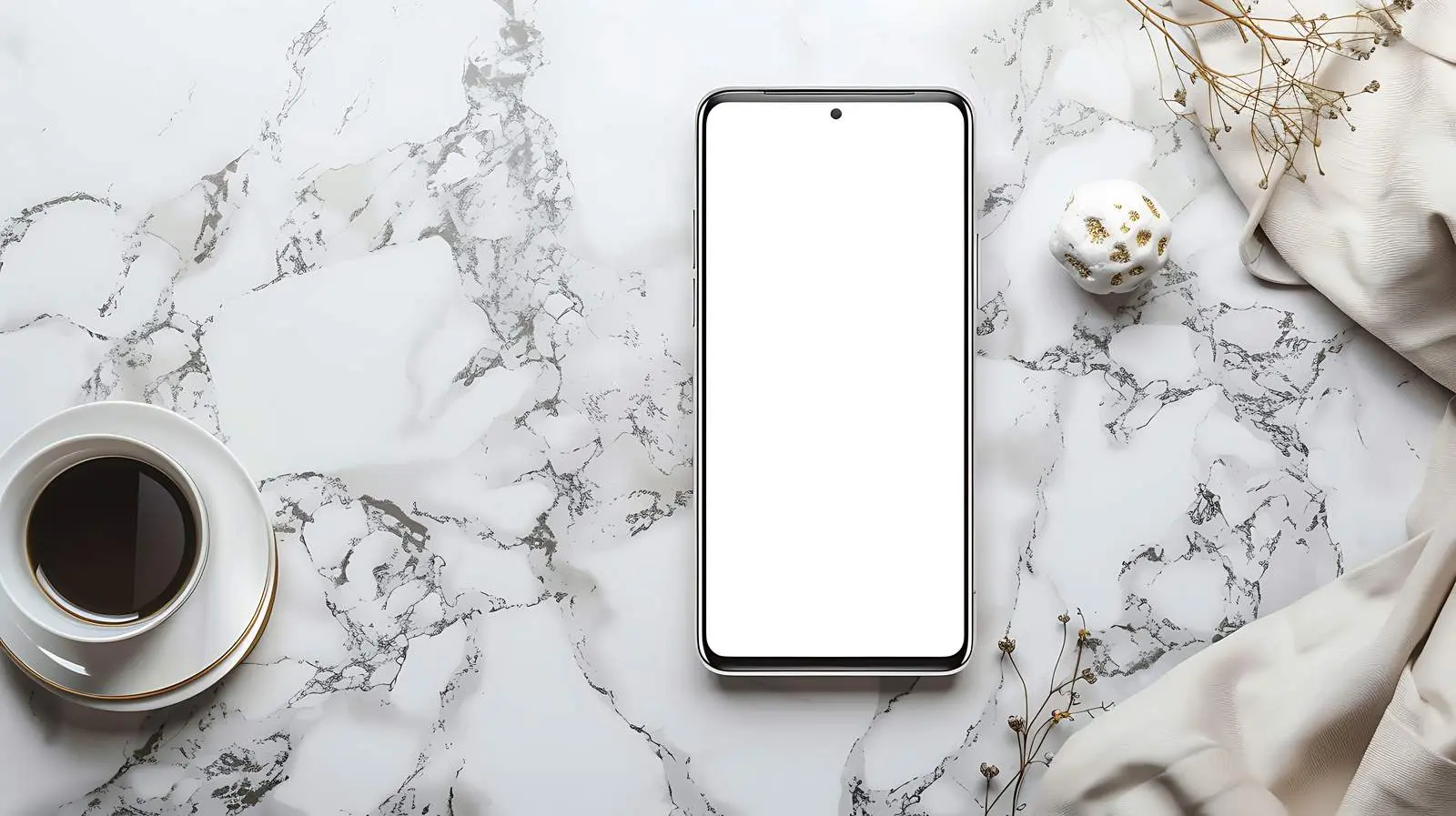 Blank Screen Mobile Phone on Marble Table — free download from Dotvec