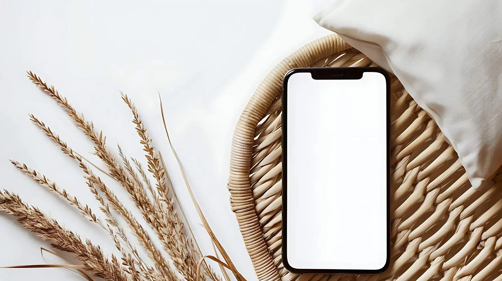 Smartphone on Rattan Chair - Flat Lay Photography — free download from Dotvec