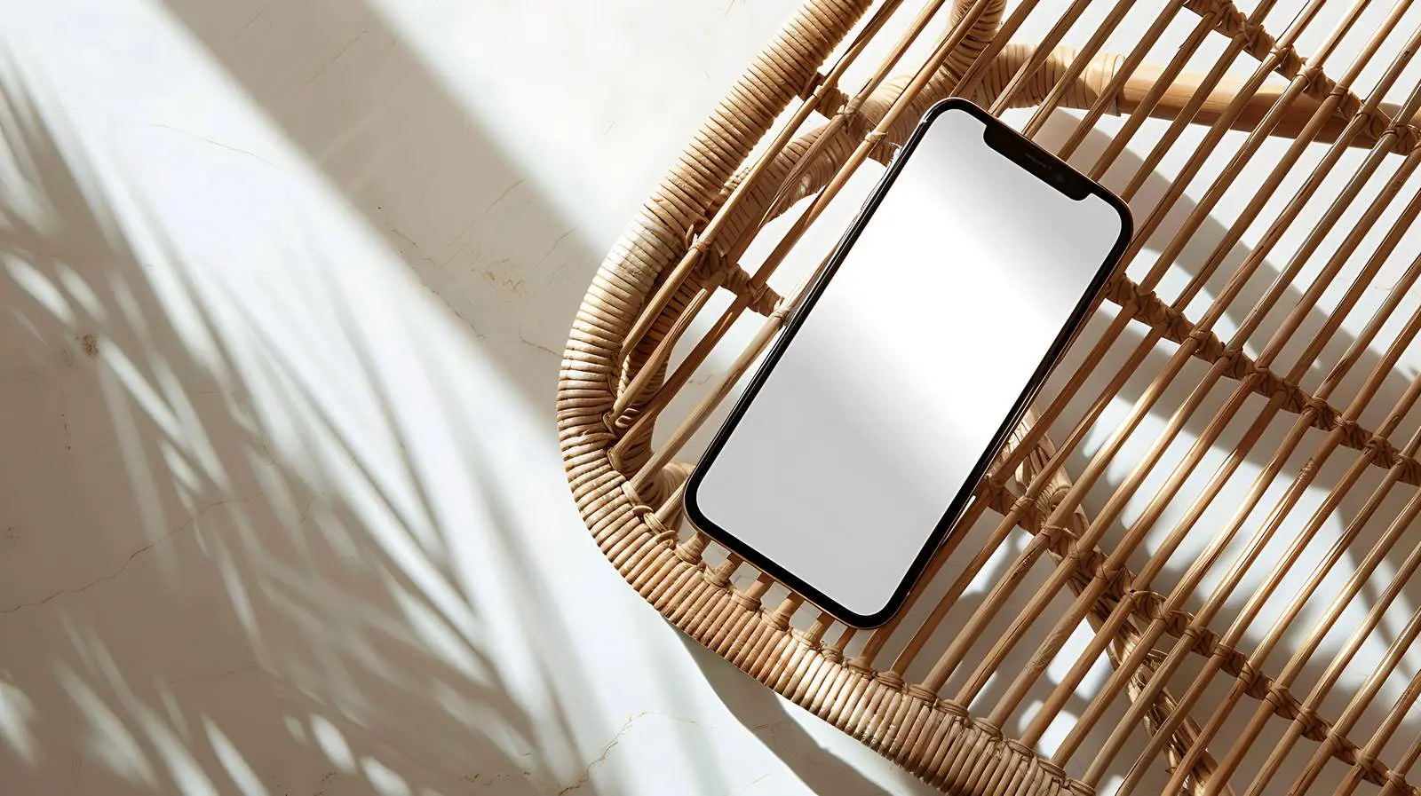 Smartphone on Rattan Chair Flat Lay Photograph — free download from Dotvec