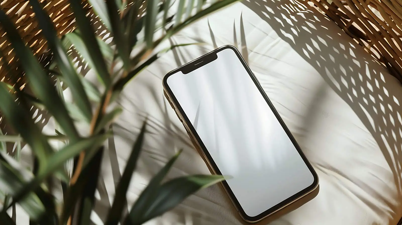 Smartphone on Rattan Chair - Flat Lay Photography — free download from Dotvec