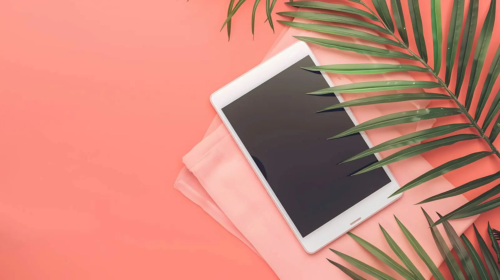 Blank Tablet Screen on Pastel Coral Background — free download from Dotvec